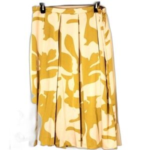 Pleated Midi Skirt Floral Print A-Line Casual Party Career